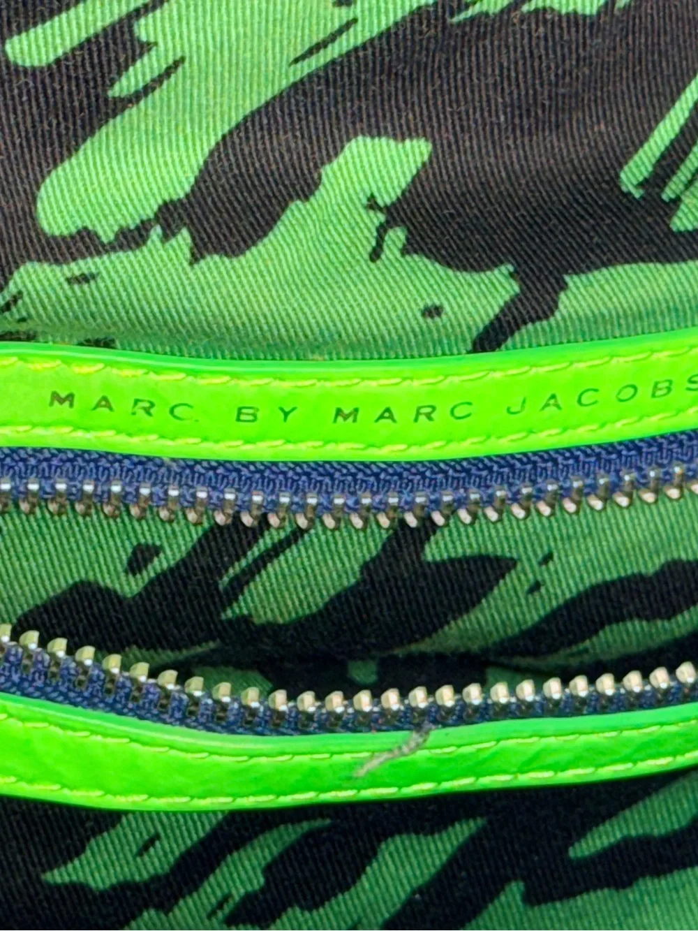 Marc by Marc Jacobs Blue & Neon Green Logo Hobo